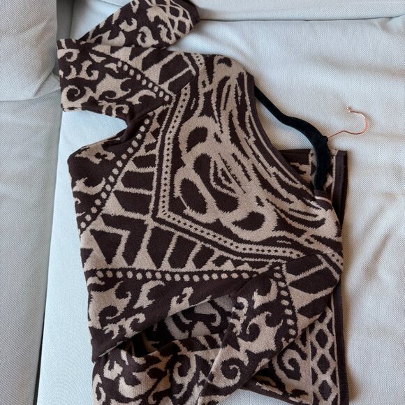 Knit Brown and Tan Long Sleeve Dress - Picture 2 of 4